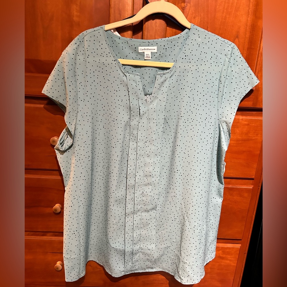 Croft and Barrow shell top green and navy xxl
